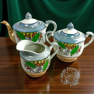 Vintage Hotta Yu Shoten hand painted Lusterware tea set